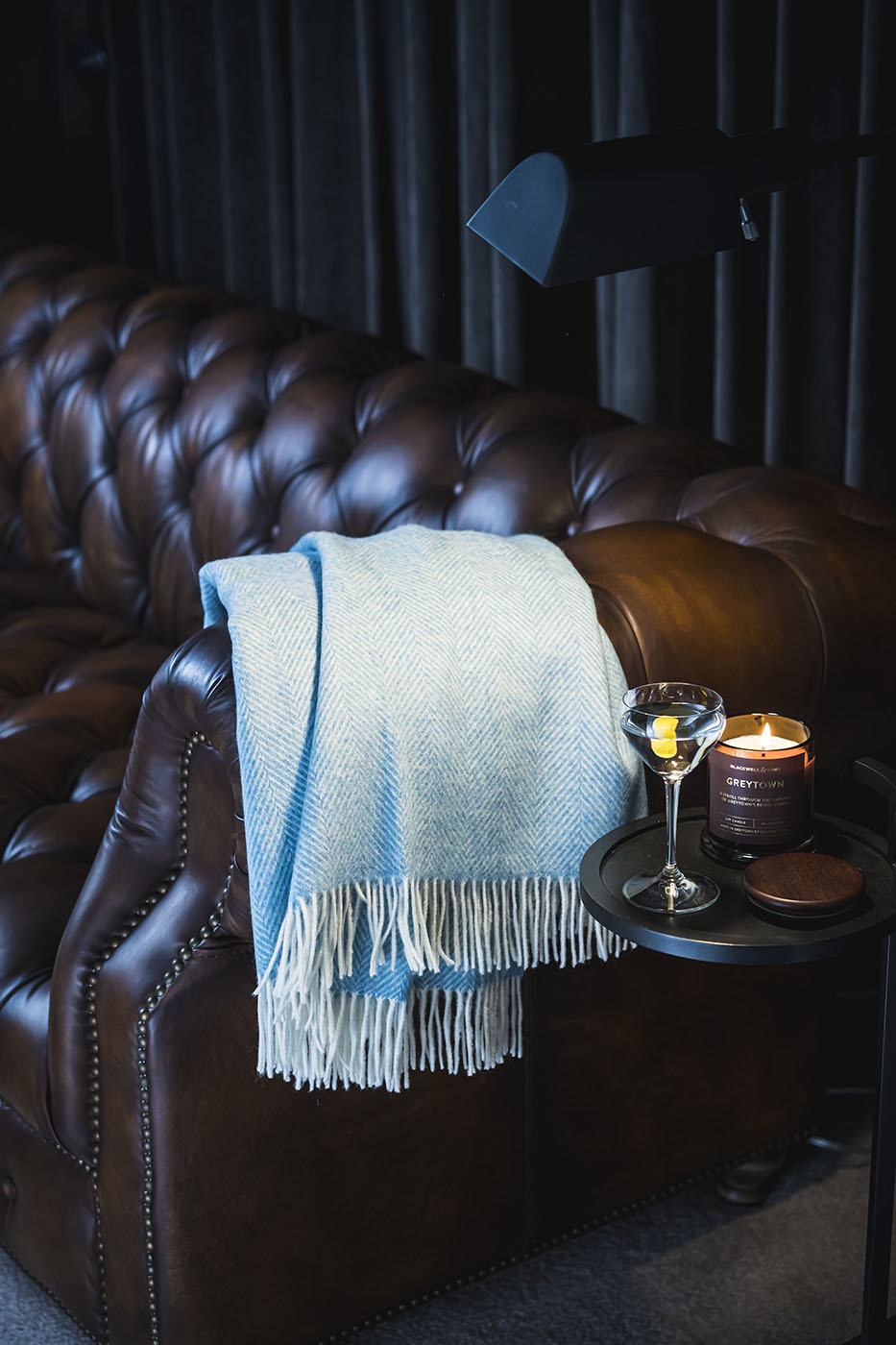 Throw Blanket - Bronte by Moon - Aqua Herringbone