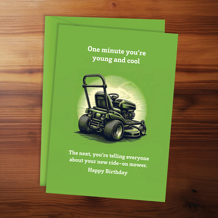 Happy Birthday Card - Ride-on mower