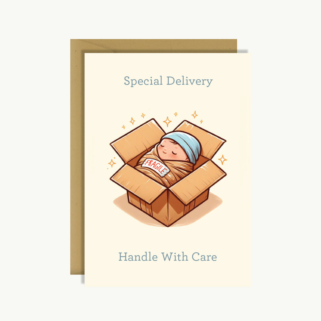 New Baby Card - Special delivery. Handle with care.