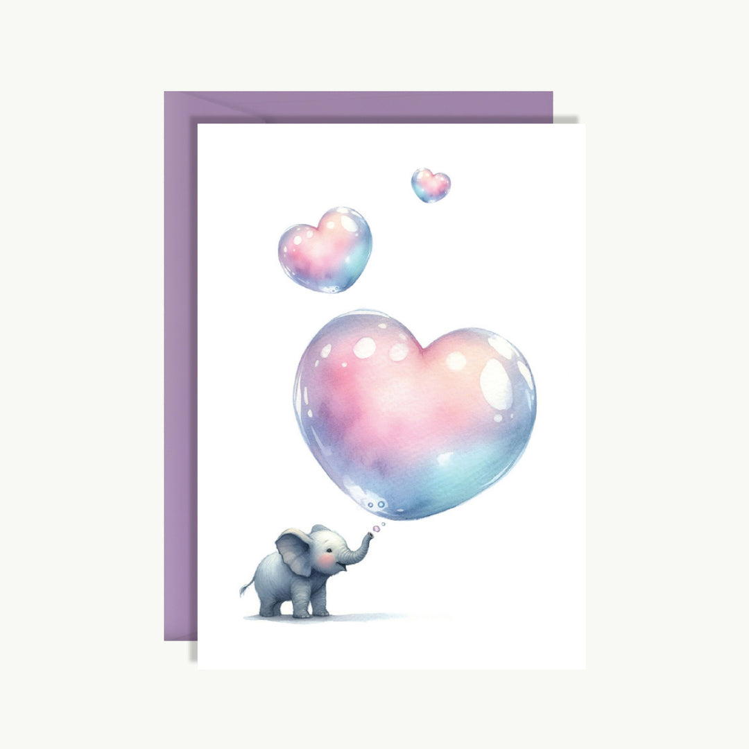 New Baby Card - Elephant Love Hearts