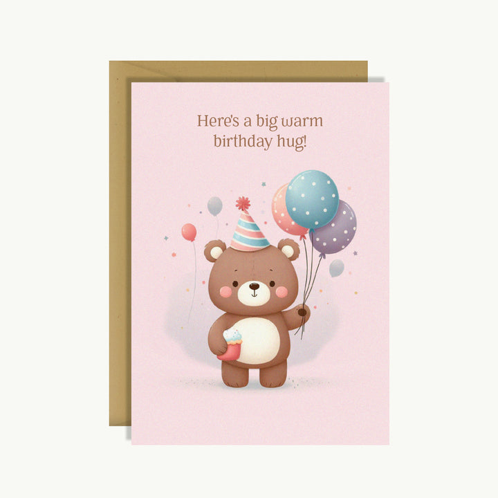 Happy Birthday Card - Here's a big, warm birthday hug