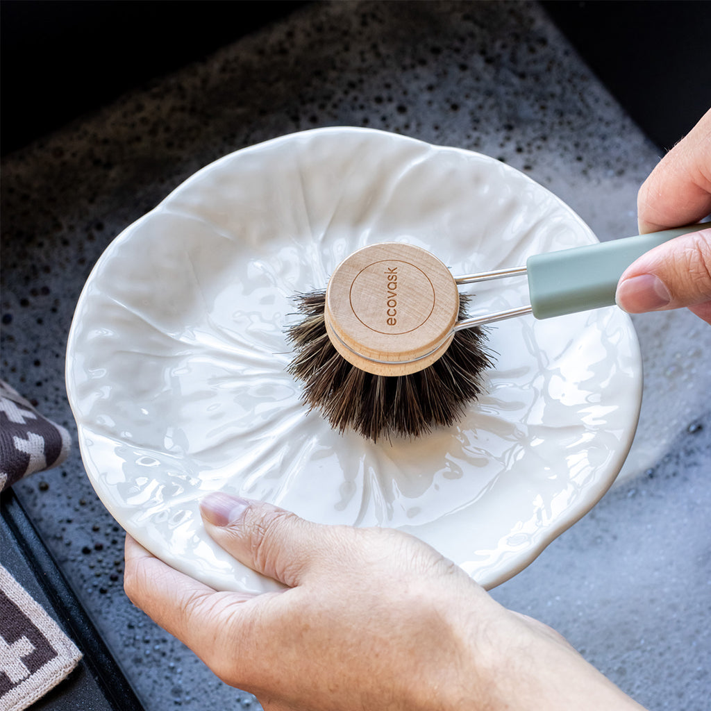 Ecovask Dish Brush Horse Hair - Sage