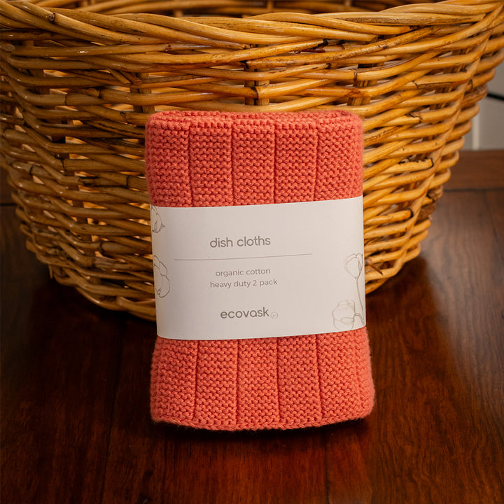 Ecovask Heavy Duty Dishcloth 2-Pack - Coral