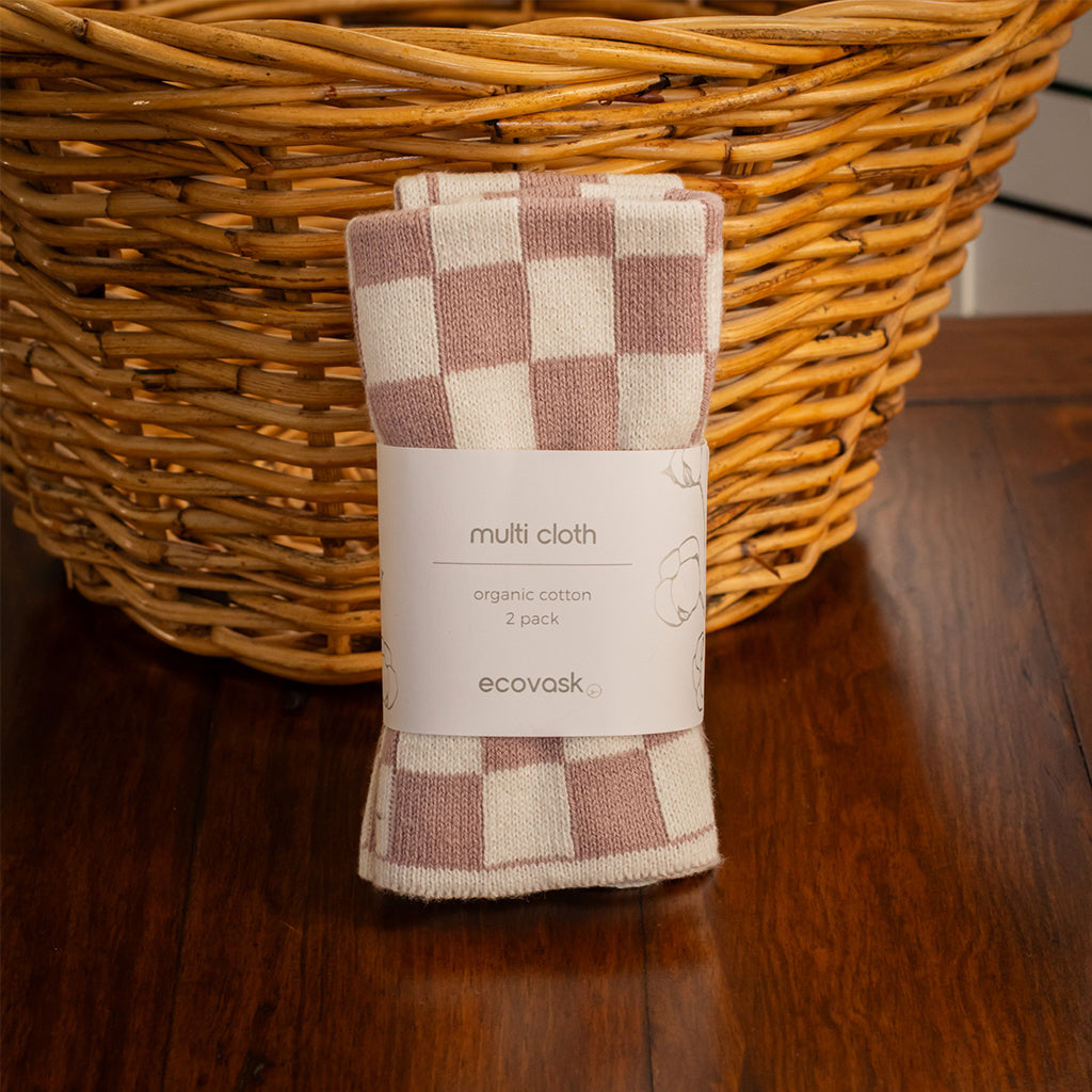 Ecovask Multi Cloth 2-Pack - Hummus Chequer