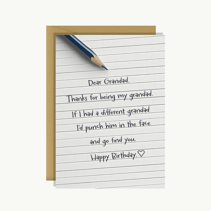 Happy Birthday Card - Dear grandad. Thanks for being my grandad.