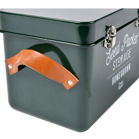 Leather Handled Seed Packet Storage Tin - Frog