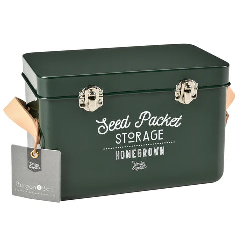 Leather Handled Seed Packet Storage Tin - Frog