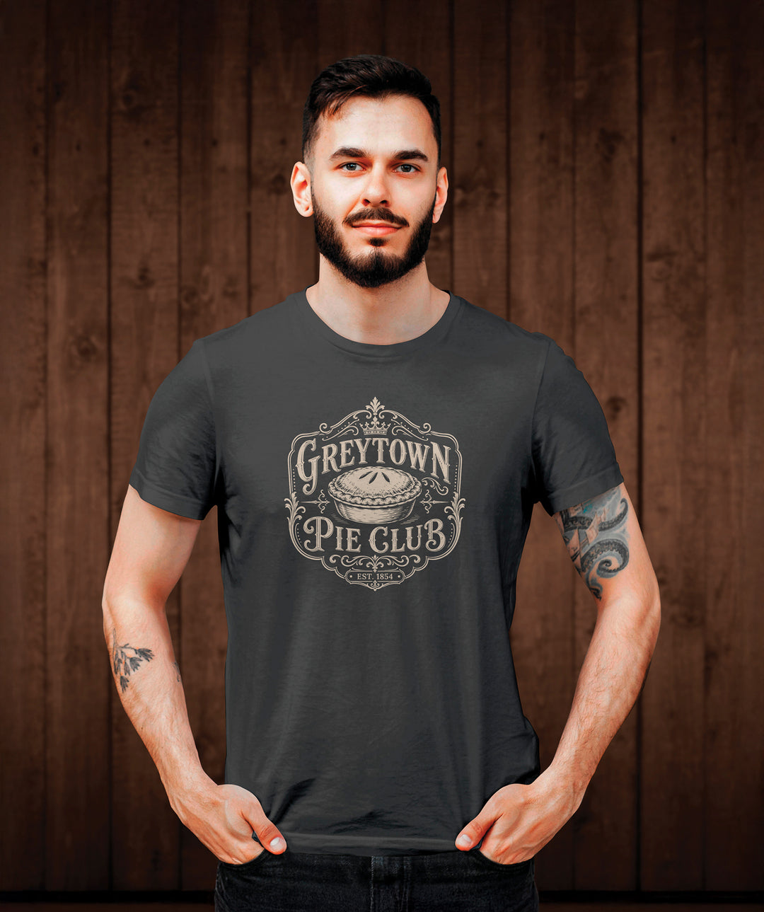 Greytown Pie Club Tee Shirt - Charcoal