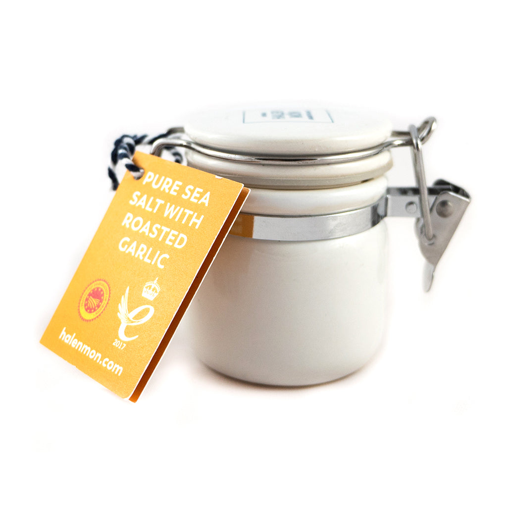 Halen Mon - Pure Sea Salt With Roasted Garlic in Clamp Top Jar 15g