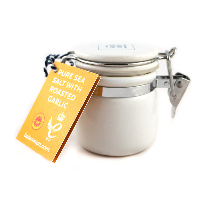 Halen Mon - Pure Sea Salt With Roasted Garlic in Clamp Top Jar 15g