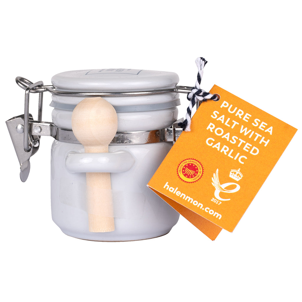 Halen Mon - Pure Sea Salt With Roasted Garlic in Clamp Top Jar 15g