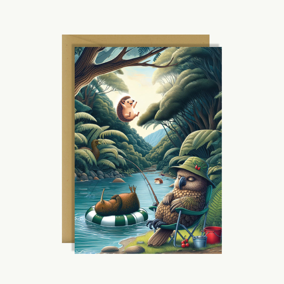 Greeting Card - Kiwiana Fishing