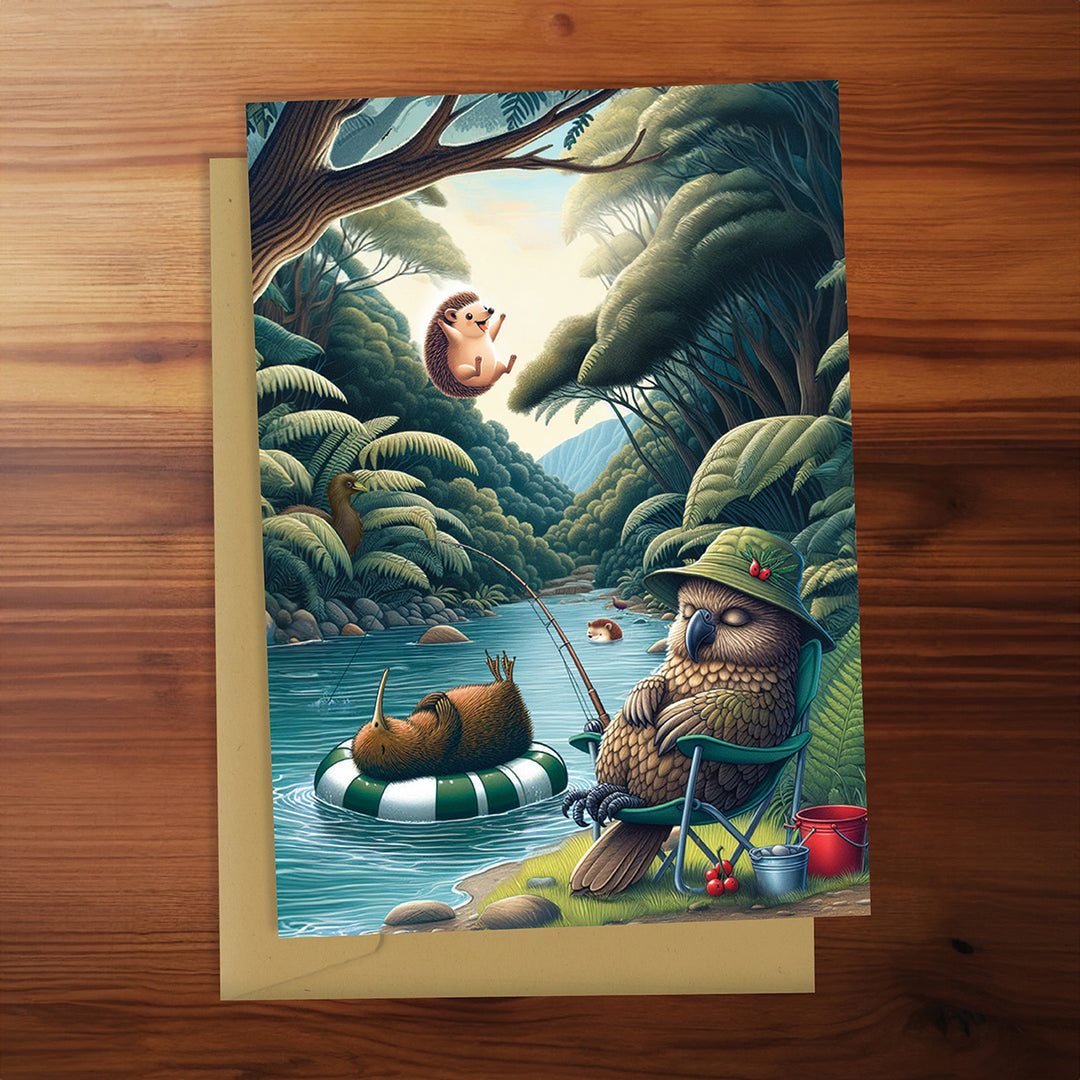 Greeting Card - Kiwiana Fishing