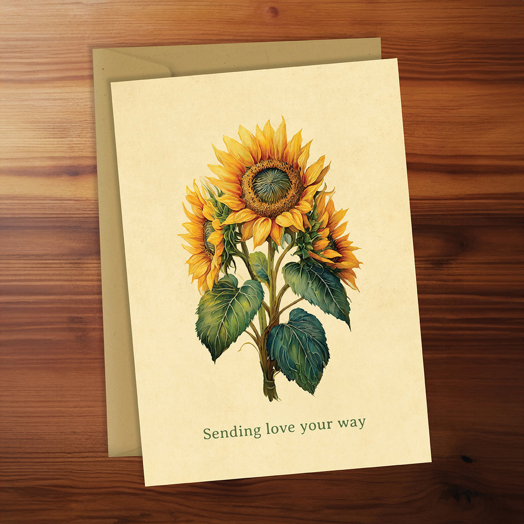 Friendship Card - Sending love your way (Sunflower)