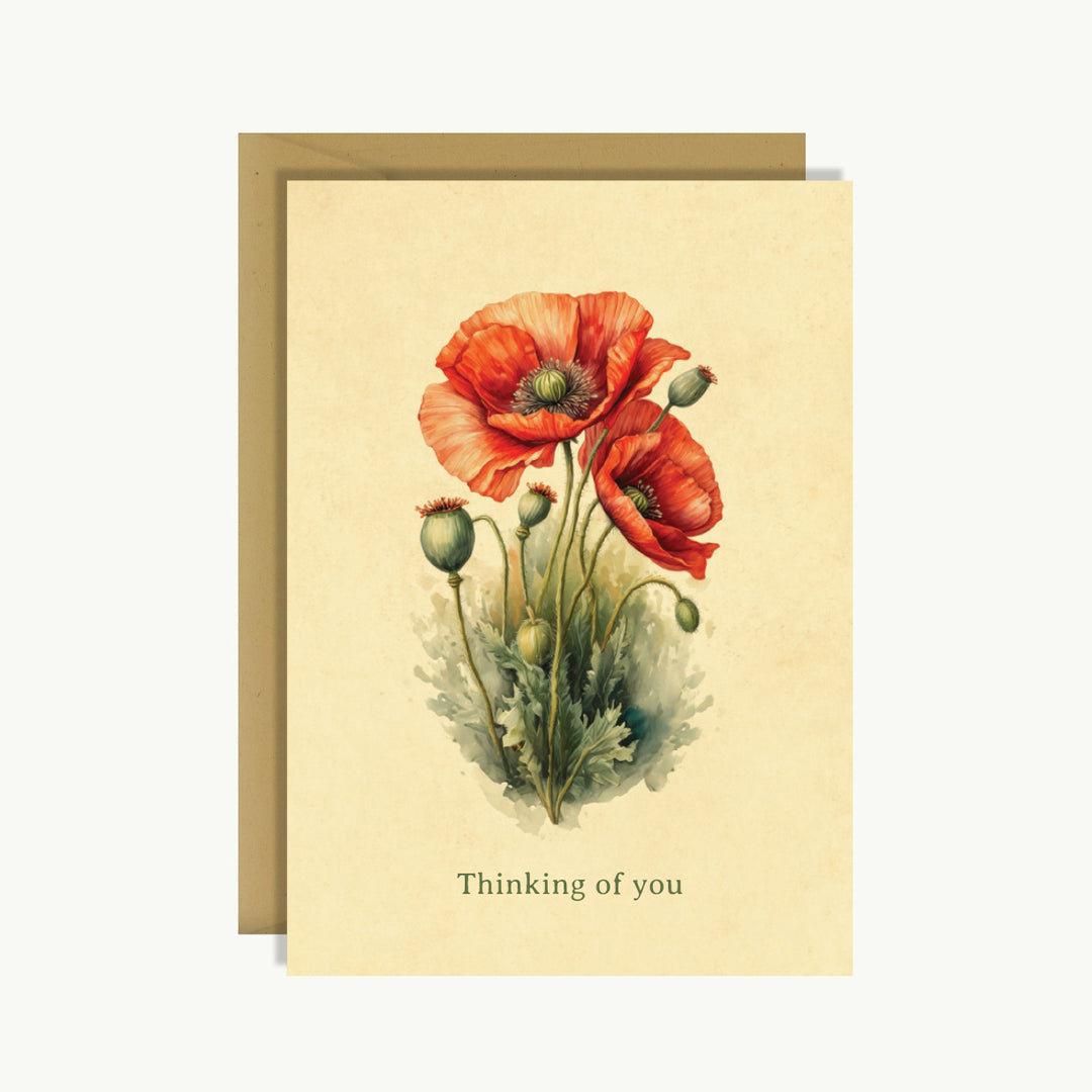 Friendship Card - Thinking of you (Red Poppy)