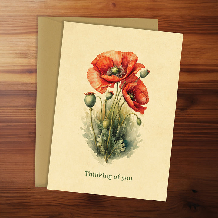 Friendship Card - Thinking of you (Red Poppy)