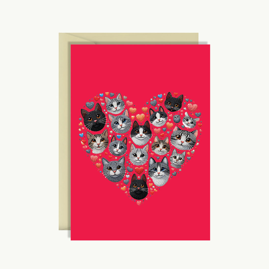 Greeting Card - Cats love heart 2