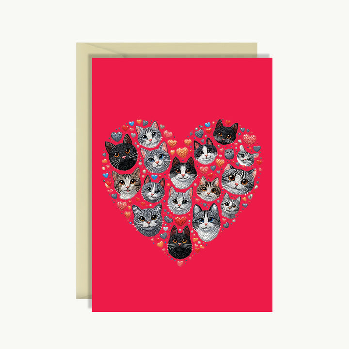 Greeting Card - Cats love heart 2