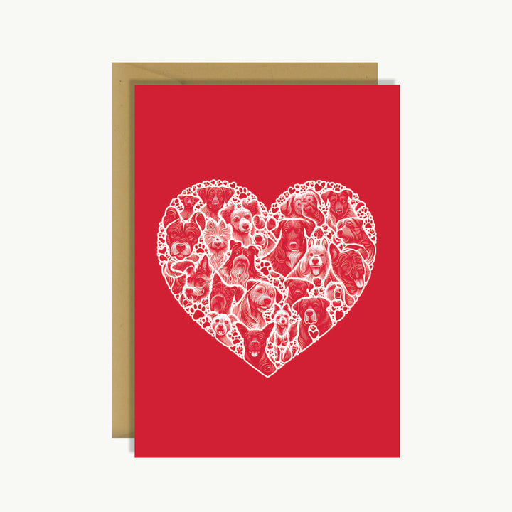 Greeting Card - Dogs love heart