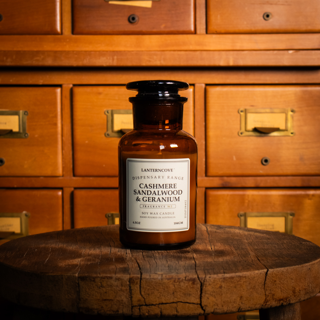 Lanterncove Dispensary Candle - Cashmere Sandalwood &  Geranium