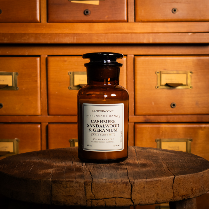 Lanterncove Dispensary Candle - Cashmere Sandalwood &  Geranium
