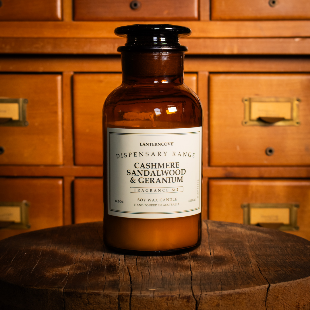 Lanterncove Dispensary Candle - Cashmere Sandalwood &  Geranium