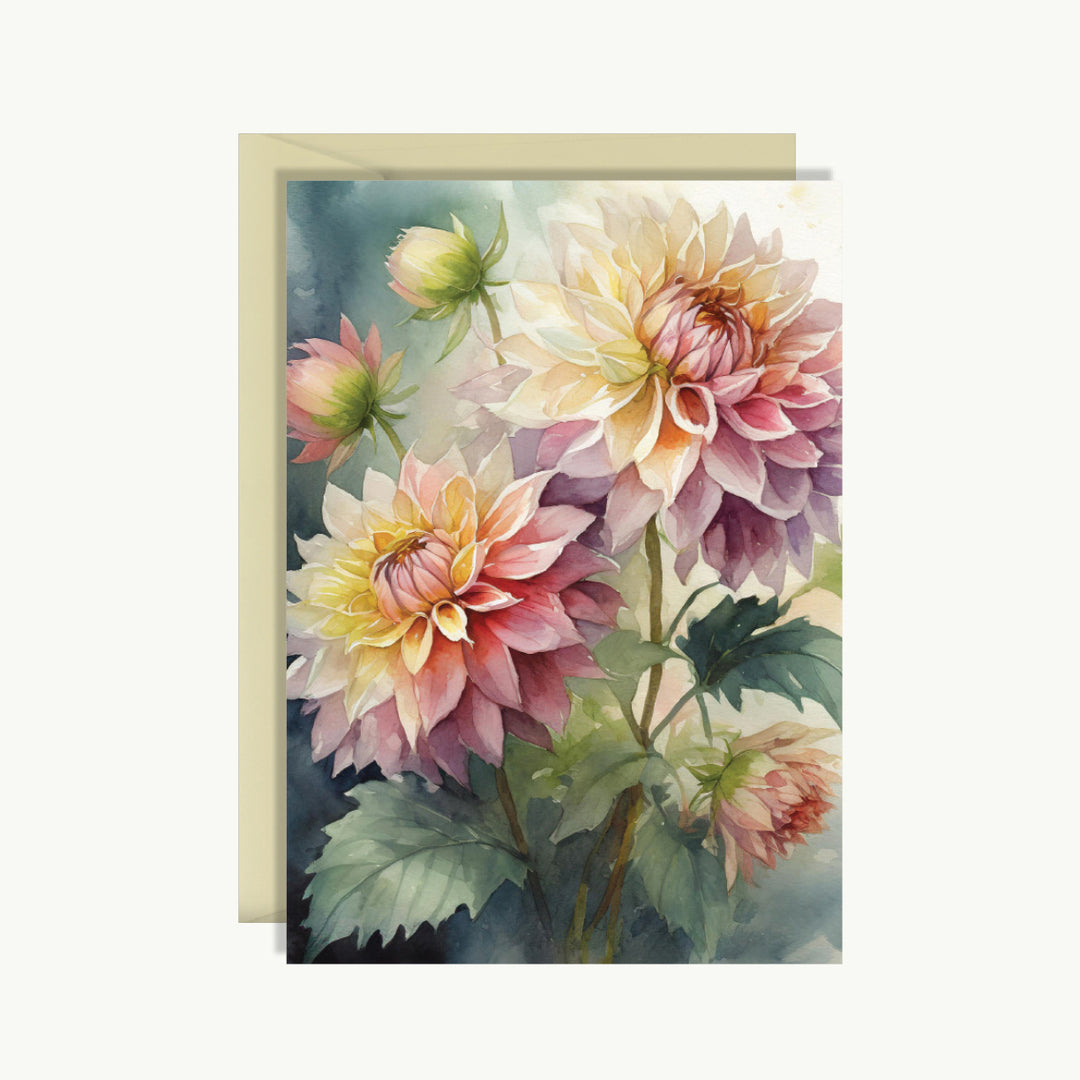 Greeting Card - Pink, white, yellow flowers