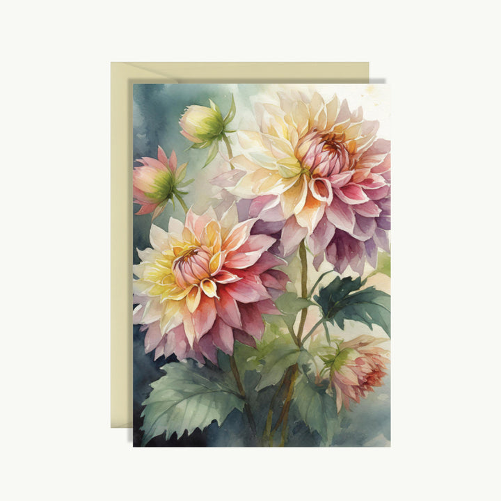 Greeting Card - Pink, white, yellow flowers