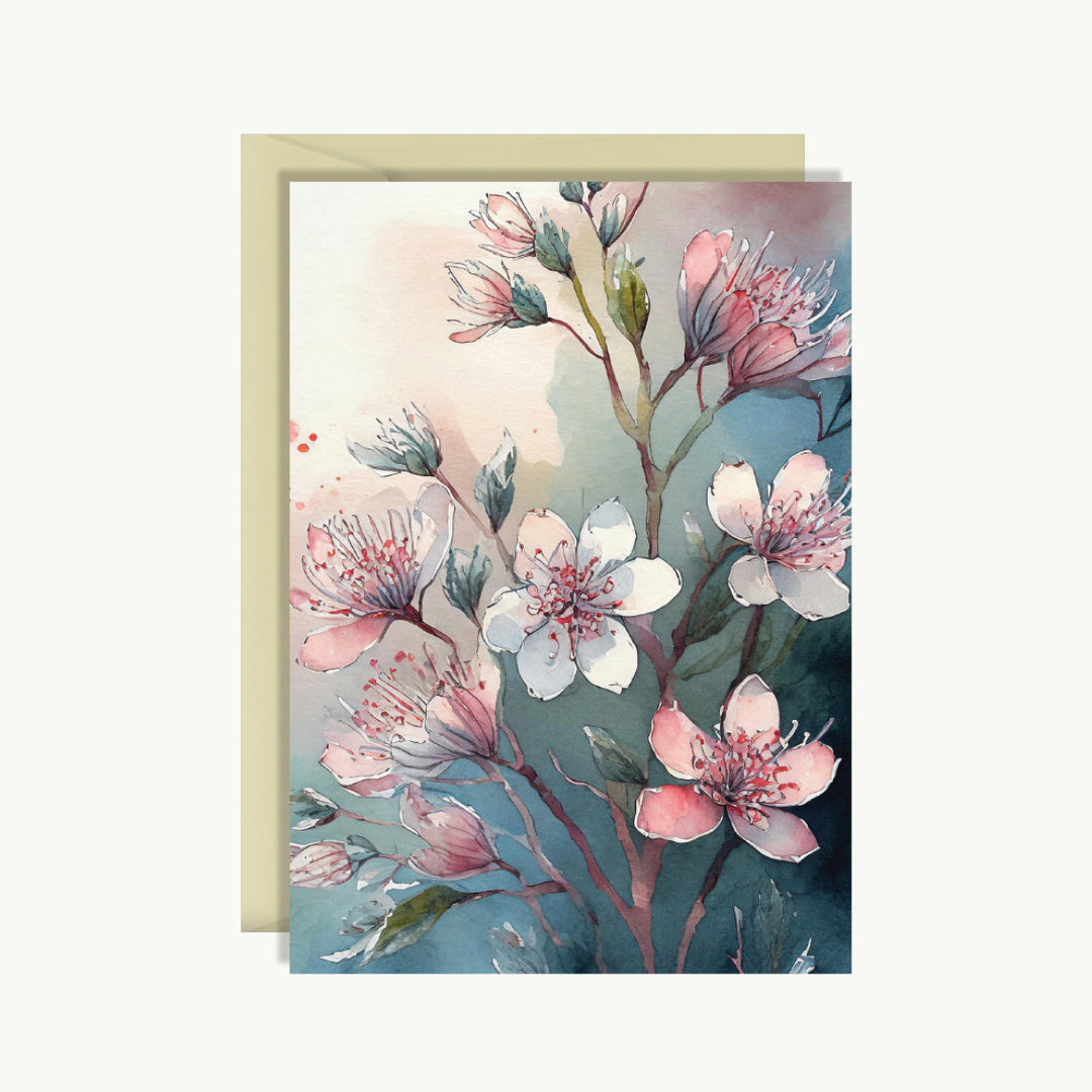 Greeting Card - Pink and white flowers 1