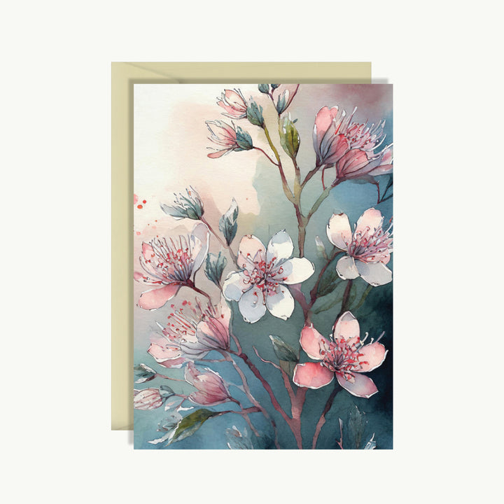 Greeting Card - Pink and white flowers 1