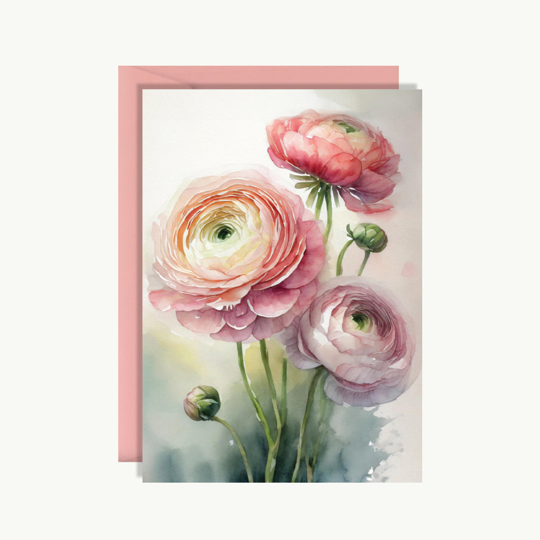 Greeting Card - Pink and white flowers 2