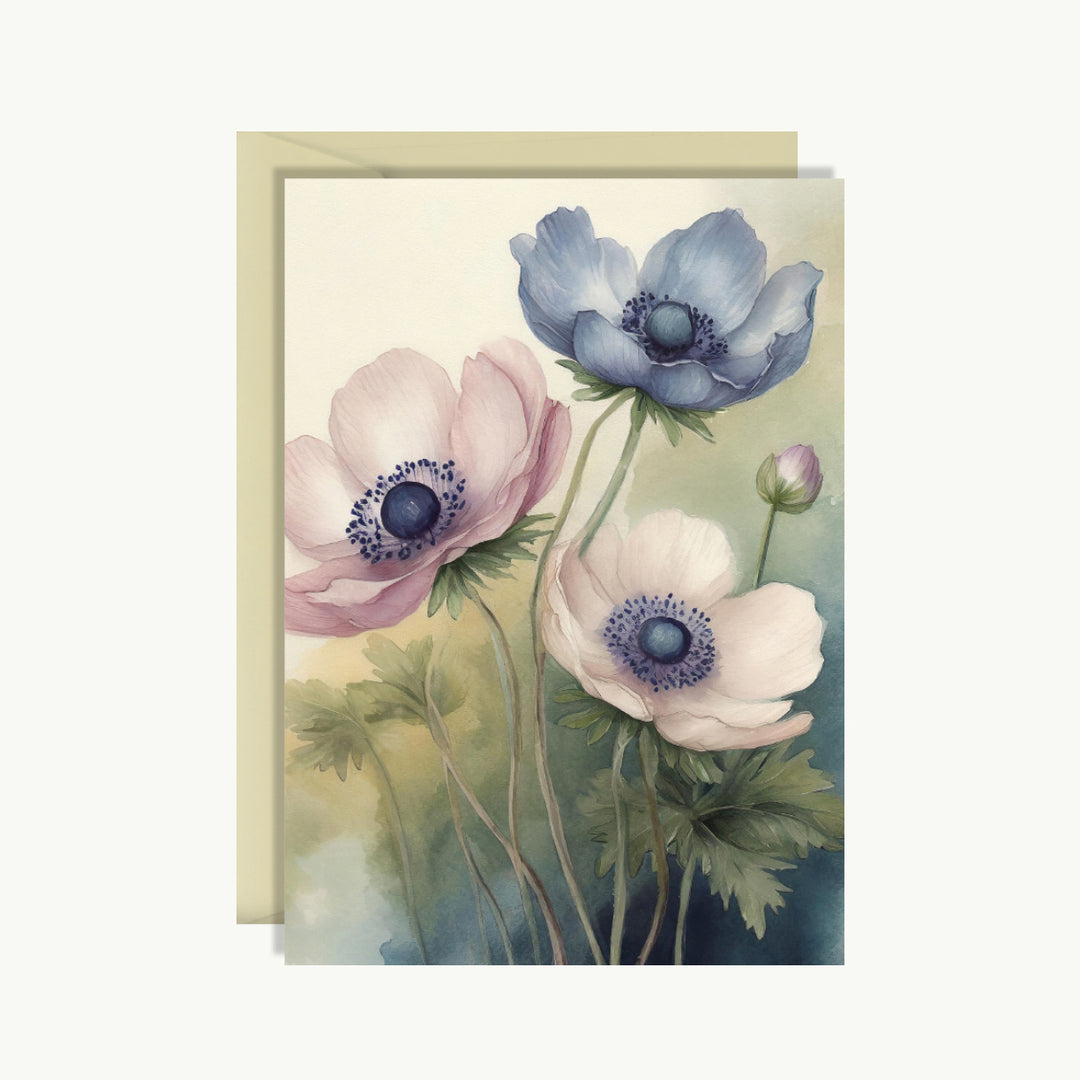 Greeting Card - Pink, white and blue flowers