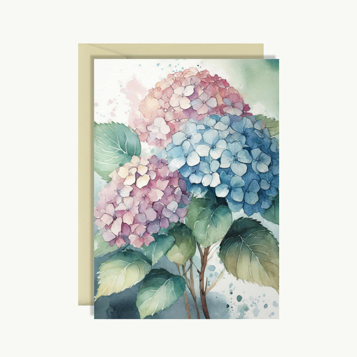 Greeting Card - Pink and blue flowers