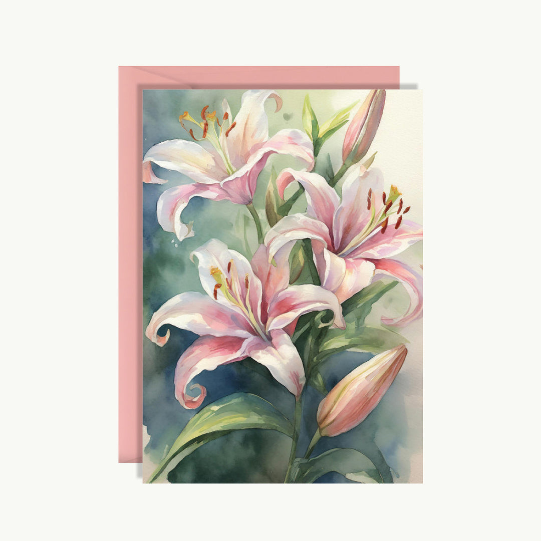 Greeting Card - White and pink flowers