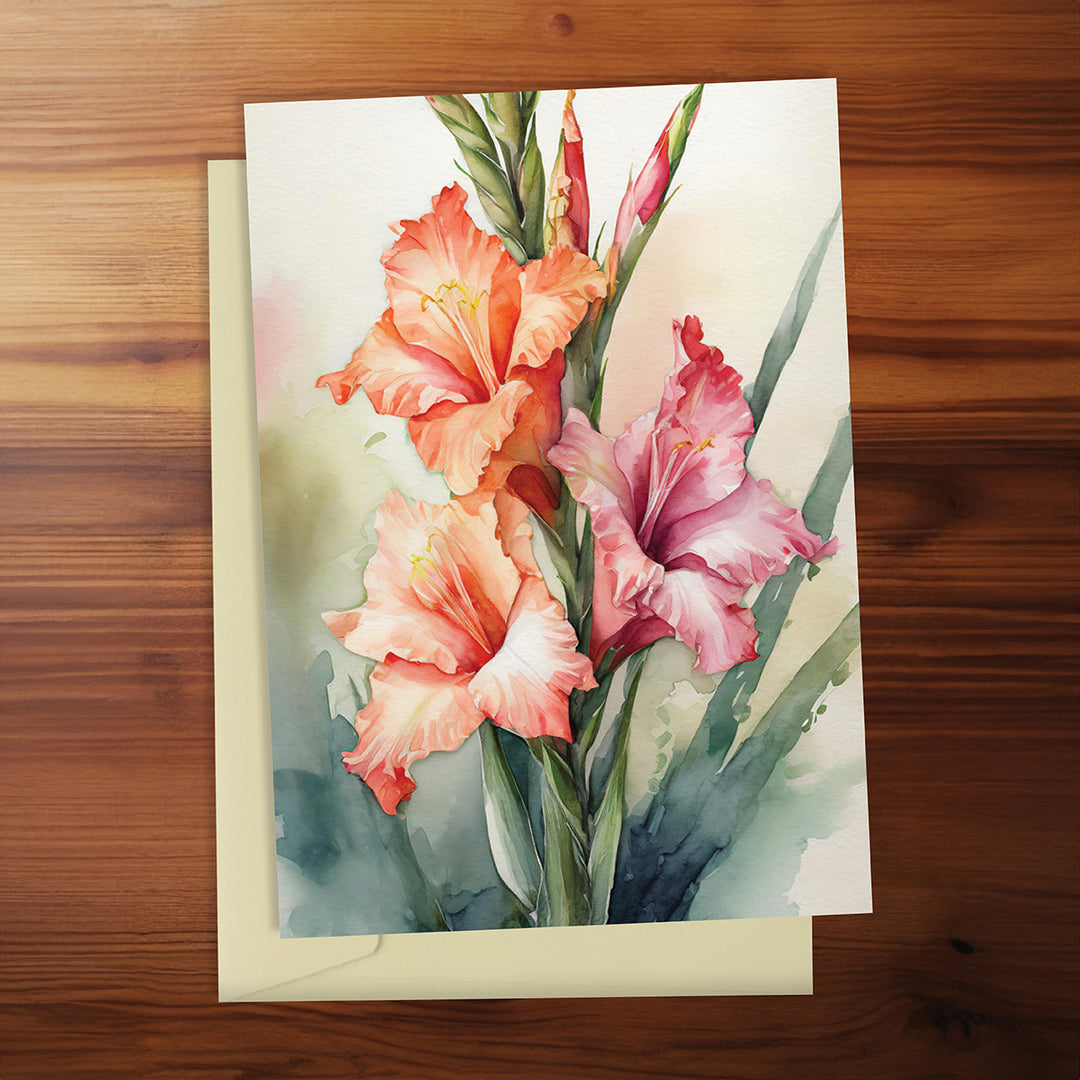 Floral painting of pink and orange flowers on a wooden surface