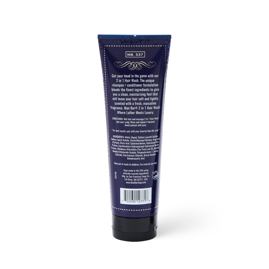 Man Bar 2-in-1 Hair Wash Shampoo + Conditioner 251ml / 8.5oz - Silver Sage & Bergamot