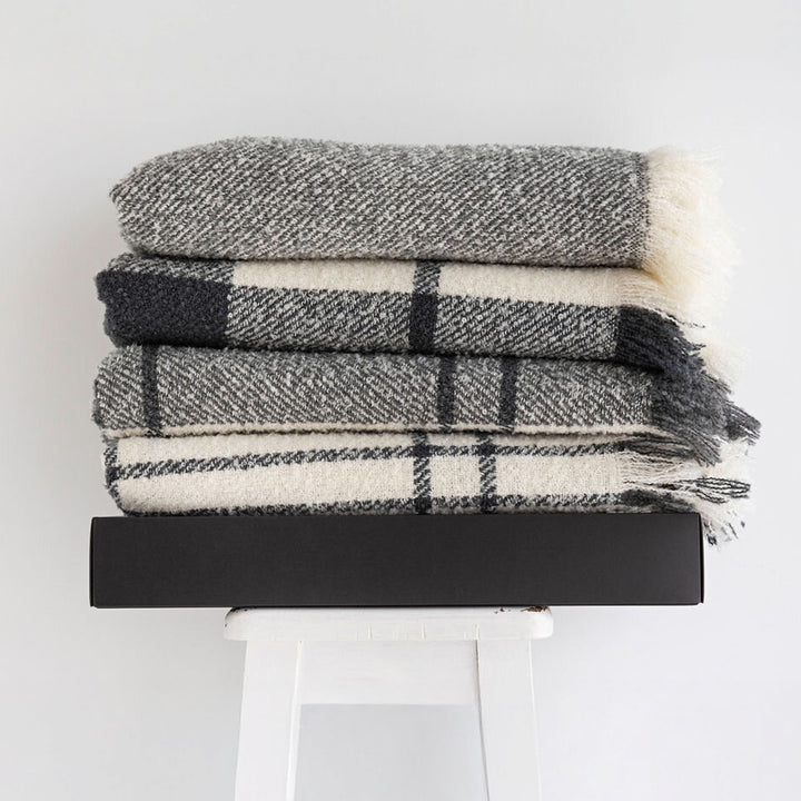 New Zealand Made Wool Twill Throw - Block Check