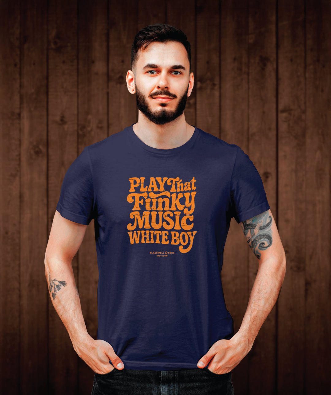 Play That Funky Music White Boy Tee Shirt - Midnight Blue