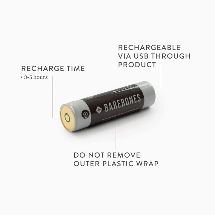 Barebones 18650 Battery - fits Beacon Light, Edison Light Stick, Miners Lantern, and Vintage Flashlight