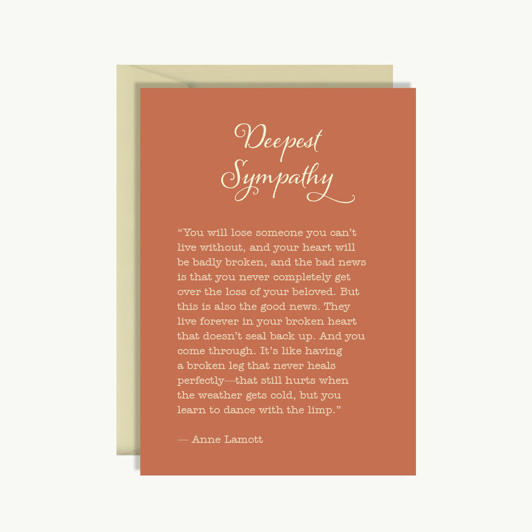 Sympathy Card - Deepest sympathy - Anne Lamott quote