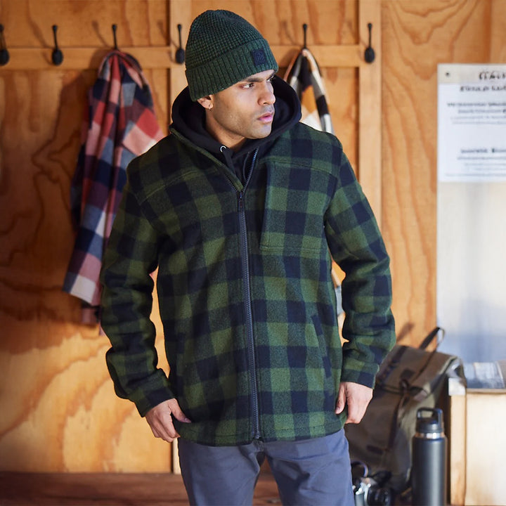 Swanndri Hudson Wool Jacket - Olive/Black Check