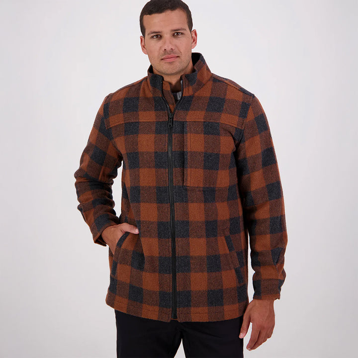 Swanndri Hudson Wool Jacket - Shadow/Rust Check