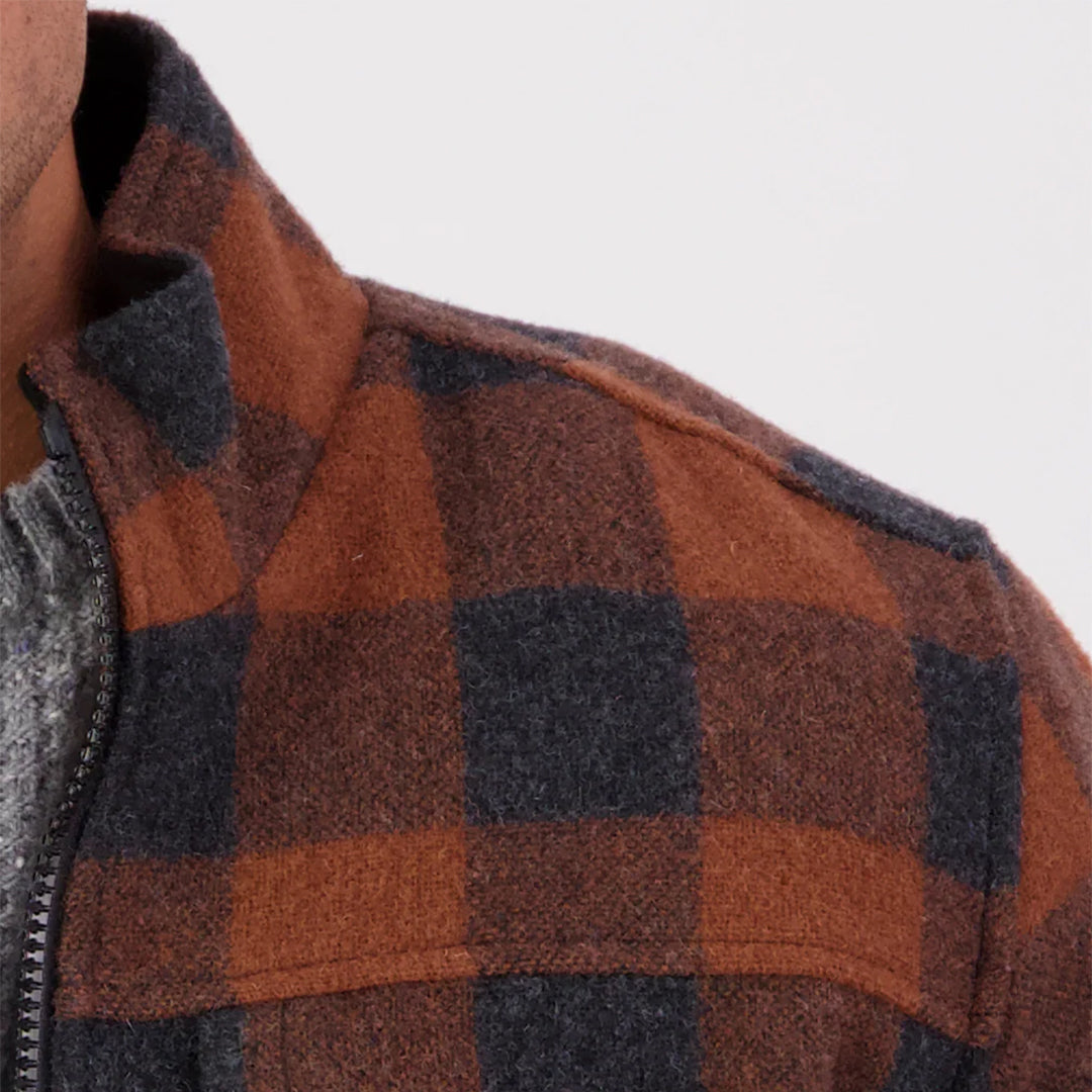 Swanndri Hudson Wool Jacket - Shadow/Rust Check