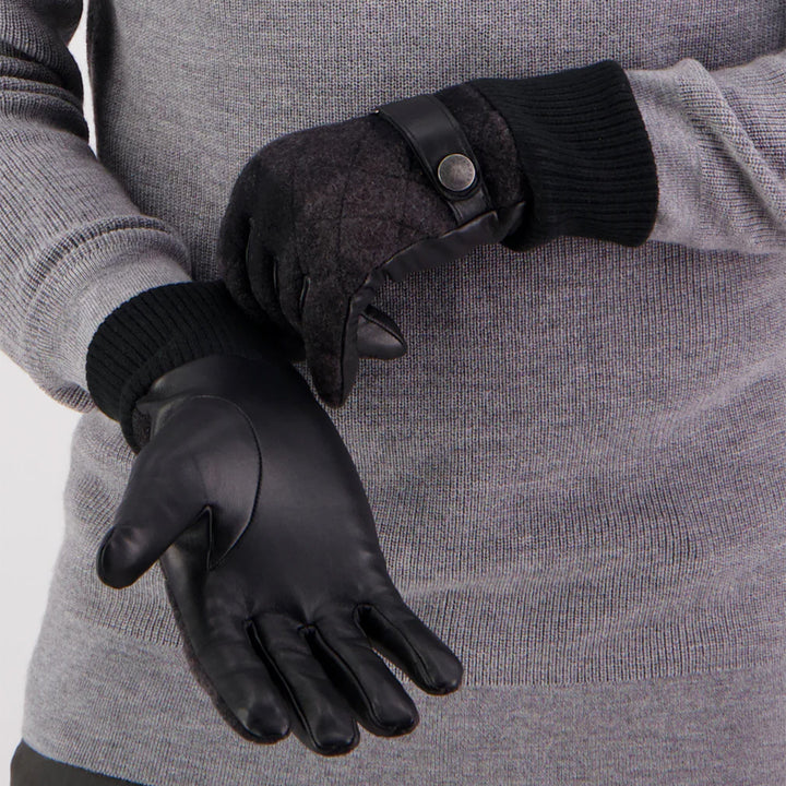 Swanndri Leather Gloves - Grey/Black Check
