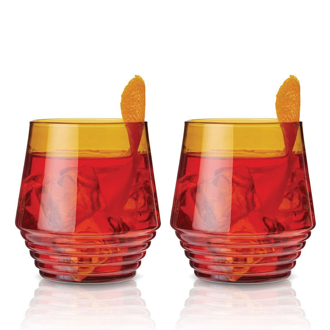 Viski Amber Deco Cocktail Glasses - Set of 2