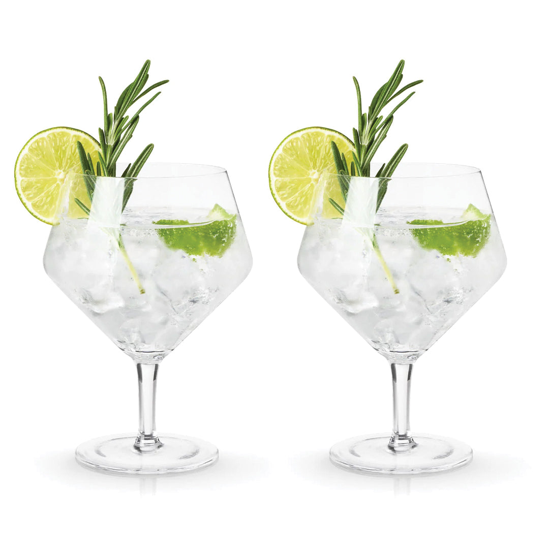 Viski Angled Crystal Gin & Tonic Glasses - Set of 2