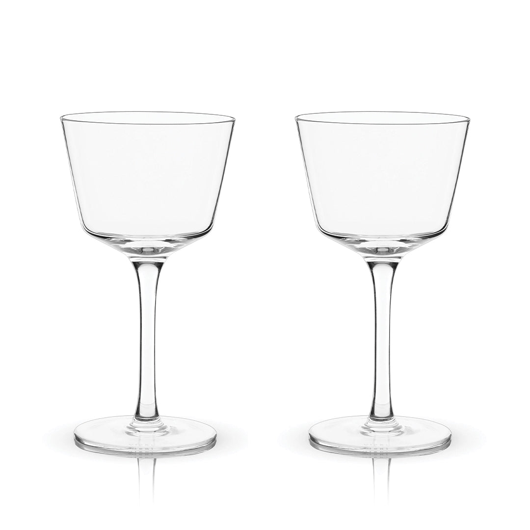 Viski Angled Crystal Nick & Nora Glasses - Set of 2