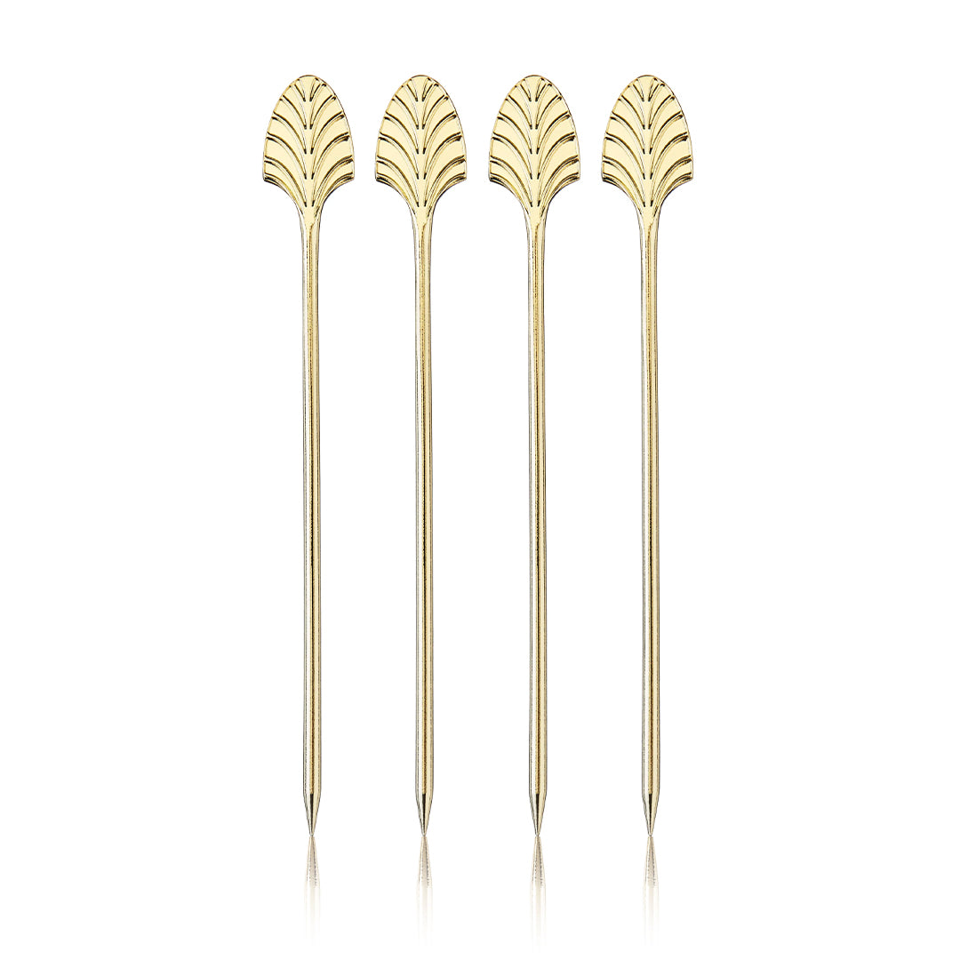 Viski Gold Art Deco Cocktail Picks - Set of 4