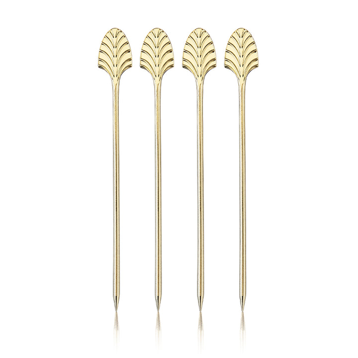 Viski Gold Art Deco Cocktail Picks - Set of 4