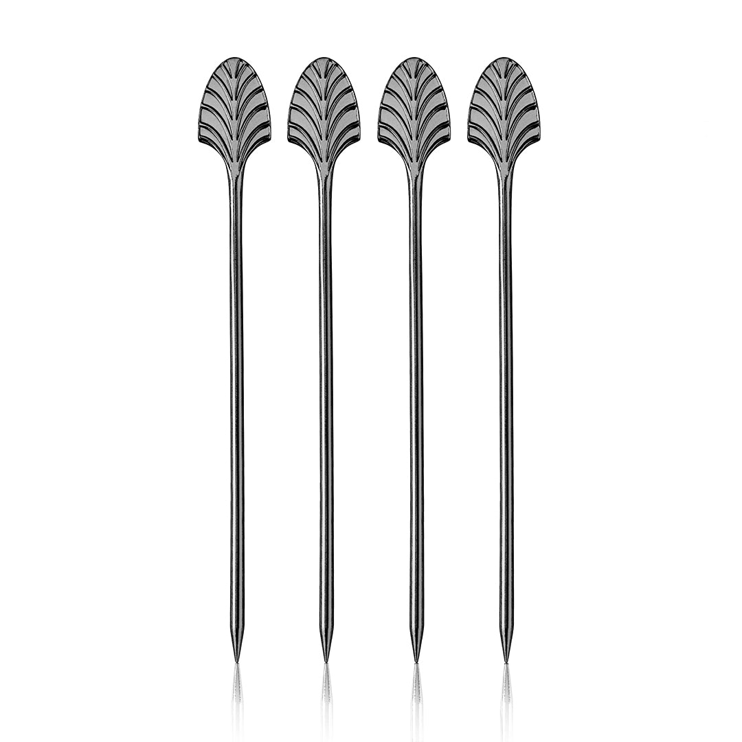 Viski Gunmetal Deco Cocktail Picks - Set of 4